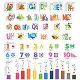 DECOWALL SG3-2316 Alphabet Numbers and Colouring Pencils Wall Stickers Decals Classroom Kids playroom Art Play Room Rainbow ABC Decorations Toddler Color Child Preschool Living Baby Girl Baby boy