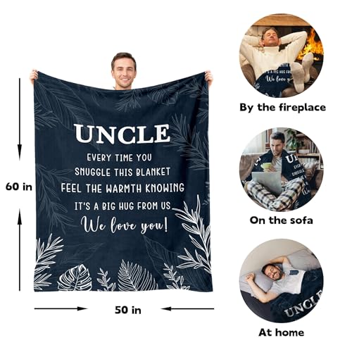 Uncle Gifts - Best Uncle Blanket for Fathers Day, Birthday, Christmas & Thanksgiving - 50" x 60"