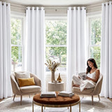 NICETOWN 100% Blackout Window Curtain Panels, Cold and Full Light Blocking Drapes with Black Liner for Nursery, 84 inches Drop Thermal Insulated Draperies (White, 2 Pieces, 52 Wide Each Panel)