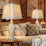 LuxSight Collection 28.5" Table Lamps Set of 2 - Bedside Lamp with Fabric Shades - for Bedroom and Living Room with USB and Nightlight - Perfect for Nightstands and Bedrooms