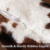 Pack of 2 Luxury Faux Fur Throw Pillow Covers Cowhide Decorative Soft Fluffy Plush Couch Throws Brindle Cushion Covers for Couch Living Room Sofa Bedroom 18x18 Inch