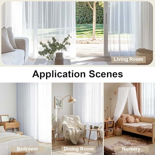 OWENIE White Sheer Curtains 84 inches Long 2 Panels Set, Sheer White Curtains for Living Room/Bedroom, Rod Pocket Voile Sheer Panel Drapes, 2pcs, Each 42" Width x 84" Long