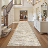 3x10 Runner Rug Non Slip,Washable Hallway Runner Rug,Brown