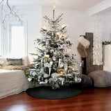 Christmas Tree Skirt, Black Christmas Tree Skirt 48 inches Soft Double Layer Burlap Tree Skirt with Pom Pom for Rustic Christmas Halloween Decorations