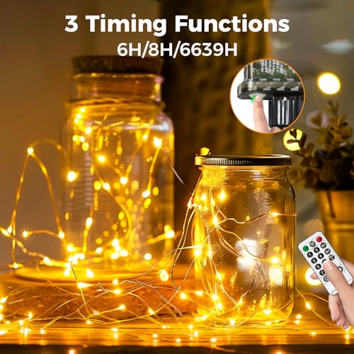 btfarm Fairy Lights Plug in with Remote, 33FT 100 LED Outdoor Twinkle Lights Waterproof with Timer, 8 Modes Indoor String Lights for Bedroom Patio Garden Wedding Christmas Decoration, Warm White