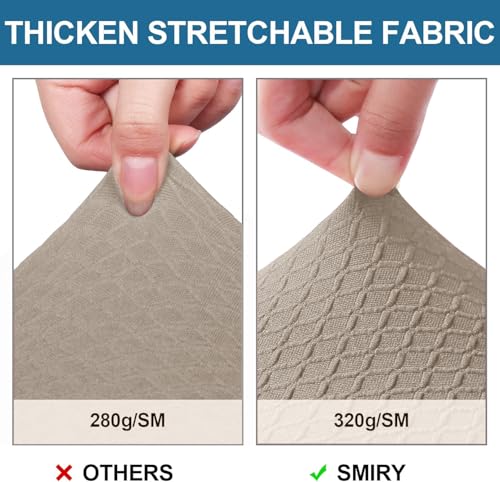 Smiry Waterproof Seat Covers for Dining Room Chairs Set of 6, Stretch Jacquard Removable Washable Chair Seat Slipcovers Protector, No Rear Covers, Taupe
