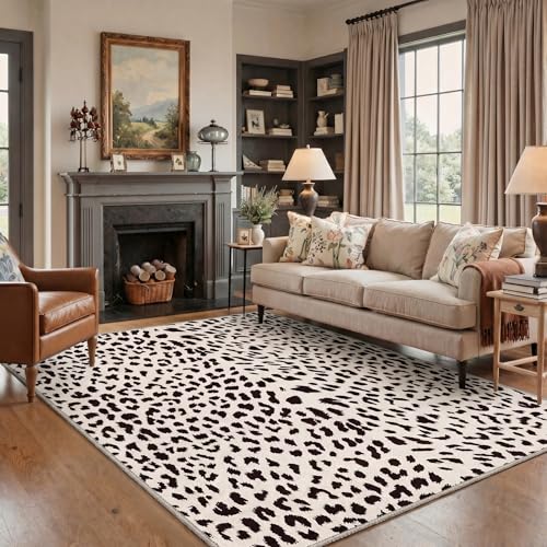 Leopard Print Rugs 8x10 Washable Area Carpet for Living Room Bedroom