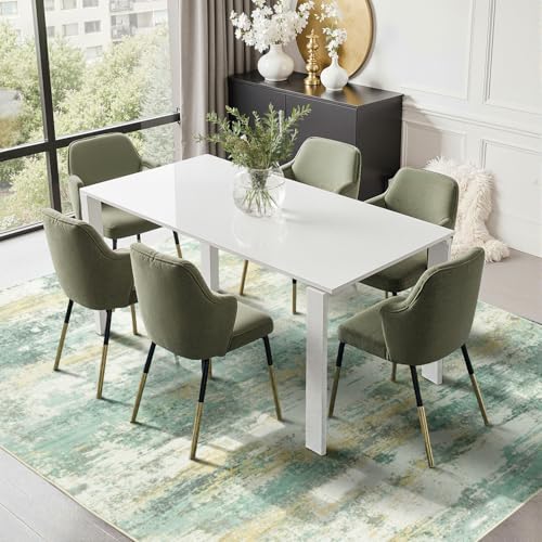 5x7 Area Rug for Living Room, Washable Green Beige Rug