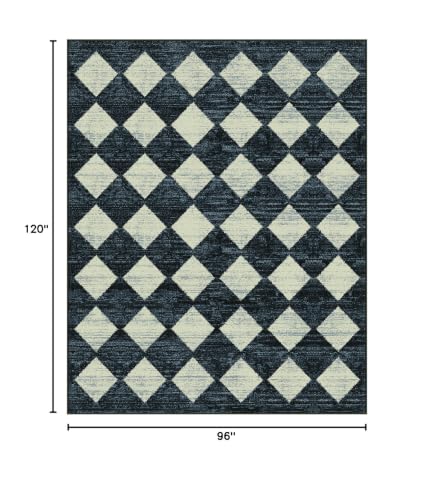 Lahome 8x10 Area Rugs for Living Room Washable Non Slip Black Checkered Rug
