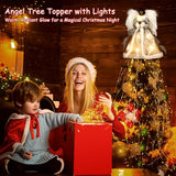Angel Tree Topper with Lights and Remote Control, 12" Lighted Tree Toppers Christmas Decorations, Elegant and Durable, Perfect for Holiday Home Decor and Gifts, Black, WOKEISE