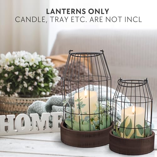 Rustic Farmhouse Lantern Decor Set of 2 - Stylish Decorative Lanterns