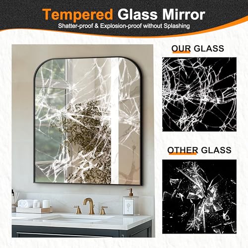 Delma Bathroom Vanity Mirror,36" x 30" Black Metal Framed Wall Mirror for Over Sink, Living Room, Bedroom,Entryway Decor
