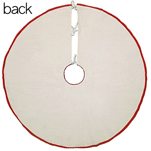 Grelucgo 21 Inches Christmas Holiday Small Tree Skirt for Mini Tabletop or Pencil Tree 2 to 3 Feet, Double Thickness, Embroidered