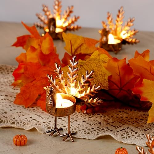 Metal Turkey Tea Light Candle Holders, Thanksgiving Candle Holder, Turkey Candle Holder, Metal Candle Holder, Thanksgiving Home Table Decoration (12)