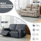 vctops Diamond Recliner Loveseat Slipcover 6-Pieces Stretch Dual Recliner Sofa Covers for 2 Seat Dual Reclining Loveseat Couch Soft Solid Furniture Protector (Grey,2 Seat)