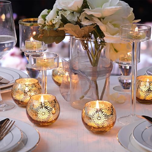 Gold Mercury Glass Votive Candle Holders Set of 12