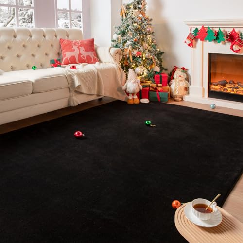 Przemy Washable Black Rugs for Bedroom Living Room, 4x6 Feet Super Soft Memory Foam Rug, Modern Indoor Carpet for Kids Boys Girls Room Dorm Bedside Nursery Decor Mat