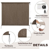 SEEYE Outdoor Sunshade Roller Shades 96" W x 96" H, Cordless Roll Up Shade Blinds Privacy Screen with 90% UV Protection, Exterior Patio Shade Cloth for Porch Pergola Balcony Backyard Windows, Mocha