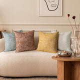 AELS Boho Decorative Textured Throw Pillow Covers 18x18, Organic Modern Mid Century Rainbow Tufted Pillow Case, Farmhouse Rustic Geometric Woven Cushion Case for Bed Couch Sofa, Mustard Yellow