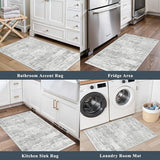 Washable Rug 2x3 for Entryway, Small Non-Slip Kitchen Throw Mat for Sink, Soft Low-Pile Stain & Fade-Resistant Indoor Mat for Pet Area & Bathroom (Grey/Ivory)
