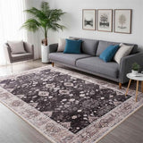 6x9 Area Rugs for Living Room, Washable Rug Vintage Floral, Coffee