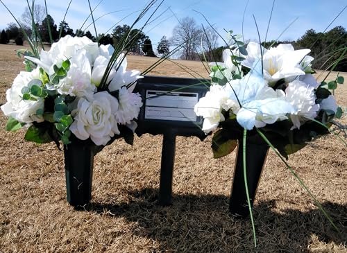 Memorial Floral Vases, Cemetery Vase, Headstones Flower Holder, Grave Cone Vase, Flower Pots for Outdoor Plants, Decorative Plastic Containers (Set of 6, Green)