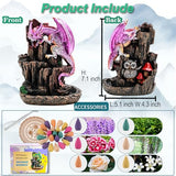Dragon Backflow 2 Sided Mountain Waterfall Incense Burner,Fountain Smoke Incense Holder with Backflow Incense Cones, Tweezers, Mat，Resin Aromatherapy Meditationvaiuk (Purple)