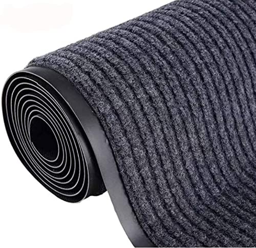 3x10Ft Commercial Indoor Outdoor Rug Grey Brush Step Entrance Floor Mat Commercial Runner Rugs with Rubber Backing for Hallways