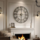 Cuspin Large Wall Clock for Living Room Decor, 30 Inch Wall Clock Battery-Operated Silent Non Ticking, Modern Black Decorative Metal Clock with Arabic Numerals