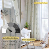 DrapePalette - Linen Blend Pinch Pleated Curtains 96 Inches Long for Living Room, Bedroom, Dining Room, Light Filtering Curtains 2 Panels Set, Modern Floral Printed Design, Antique White 30" W x 96" L