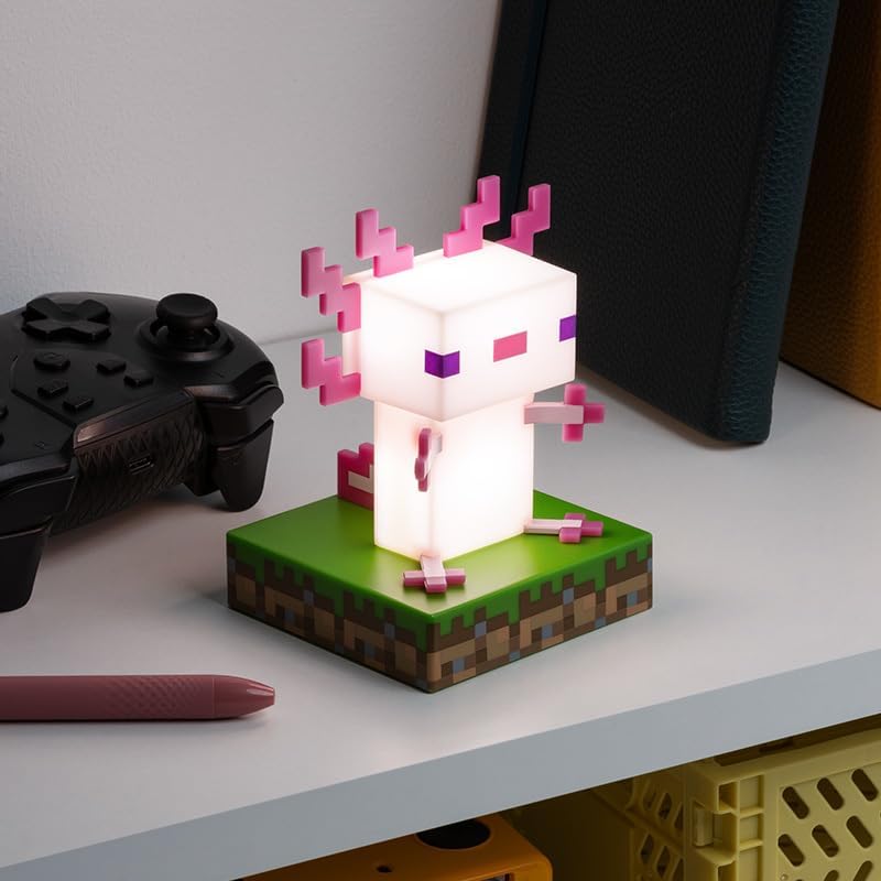Paladone Minecraft Officially Licensed Axolotl Free Standing Desk Light, Gaming Room Decor and Merchandise for Boys and Girls, Nightlight Gift Accessory for Playroom and Bedroom