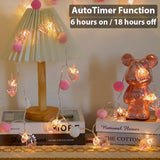 9.85FT Room Decor String Lights with 20 Cute PomPoms 20 Pink Unicorn LED Lights Battery Operated with Timer for Girls Bedroom Birthday Party Kids Playhouse Wedding Valentine's Day Christmas Decoration