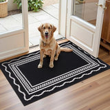 Indoor Door Mat 2x3ft, Absorbent Dog Muddy Paws Mats, Low-Profile Entrance Small Runner Carpet with Non-Slip Rubber Backing, Washable Inside Welcome Mat for Hallway,Entryway,Kitchen(Black)