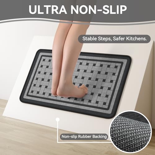 Kitchen Mats for Floor, Non Slip Kitchen Rugs, 17x30 Grey