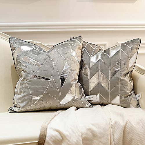 Avigers 20 x 20 Inches Grey Silver Striped Cushion Case Luxury European Throw Pillow Cover Decorative Pillow for Couch Living Room Bedroom Car