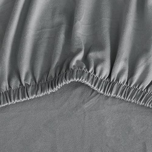 Amazon Basics Dining Chair Covers, Stretch Parson/Dining Chair Slipcover, Removable Washable Chair Protector for Home/Restaurant/Banquet, Light Grey, 6-Pack