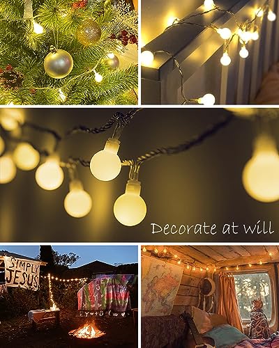 Globe String Lights, 59 Ft 100 LED Christmas Lights with Remote Timer, Connectable Plug in Twinkle Lights for Bedroom Wedding Classroom Indoor Outdoor Decor, Warm White