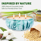 Citronella Candles Outdoor, 3-Wick Large Citronella Candles for Patio, 3 Packs Natural Soy Wax Summer Candle Set, 200 Hours Long Lasting Burning Lemongrass Scented Candle for Garden Balcony Camping
