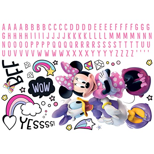 RoomMates Disney Minnie Mouse Giant Peel and Stick Wall Decals with Alphabet, 130 Decal Set, Vinyl, Removable Repositionable, No Sticky Residue, For Renters and Homeowners