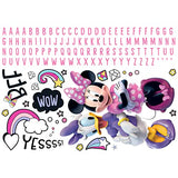 RoomMates Disney Minnie Mouse Giant Peel and Stick Wall Decals with Alphabet, 130 Decal Set, Vinyl, Removable Repositionable, No Sticky Residue, For Renters and Homeowners