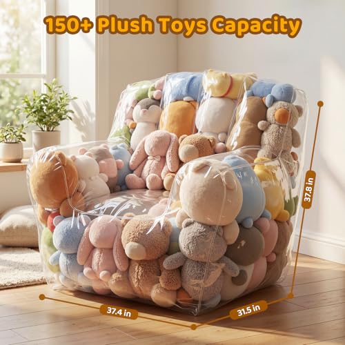 NTYNTY Clear Stuffed Animal Storage Chair for Kids & Adults