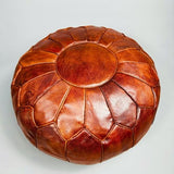 Brown Moroccan Leather Pouf – Set of 2 – Delivered Unstuffed – Handcrafted Ottoman, Footstool, Footrest, Floor Cushion – Versatile Artisan Accent