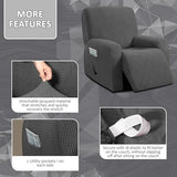 ULTICOR 4-Piece, 1 Seat Recliner Cover, Jacquared Stretch Reclining Chair Covers for 1 Cushion Reclining Sofa, Single Seat Recliner Couch Cover, Soft, Machine Washable (Style 4) (Dark Grey)