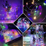8 Pack Fairy Lights 7Ft 20 LED Twinkle String Lights 3 Modes Battery Operated Waterproof Firefly Starry for Mason Jar Party Wedding Easter Valentines Day Table Centerpieces,Rainbow-Pastel