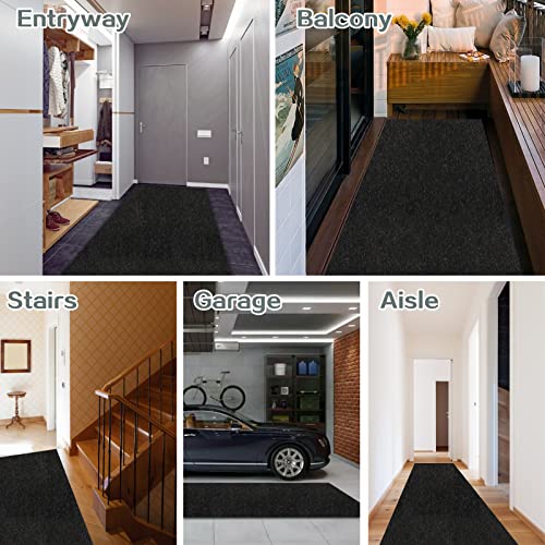 Custom Size Runner Rug 2 ft x 6 ft, 2-82ft Carpet Runners Hallway Entryway Kitchen Garage Laundry Room Area Rugs with Non-Slip Rubber Backing, Black
