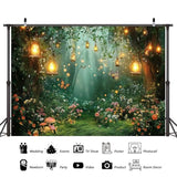 Spring Enchanted Forest Backdrop, Fairy Tale Wonderland Garden Backdrops for Photoshoot, Mushroom Butterfly Woodland Fairy Tea Party Decorations Photo Booth Studio Props Backdrops 7X5FT