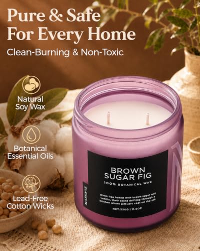 M&SENSE Brown Sugar Fig Scented Candle Relaxing Home Fragrance 11.6oz 70h