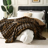 MERRYLIFE Luxury Thick Plush Tiger Print Faux Rabbit Fur Throw Blanket Ultra-Plush Cozy Soft Decorative Blanket Use for Couch Bed Travel (Tiger, 60"*80")