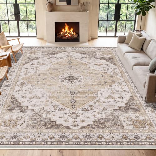 LIVELYGLOW 8x10 Washable Area Rug for Living Room, Large Carpet