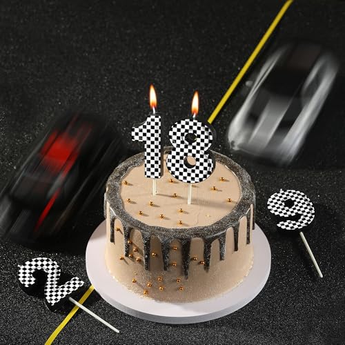 PHD CAKE 2.76 Inch Number 3 Racing Birthday Candles, Cool Racing Themed Number Candles, Cake Number Candles, Party Celebration, Style Candle
